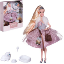Кукла ABtoys "Летний вечер" с диадемой, в платье с меховой накидкой, светлые волосы 30см