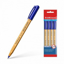 Ручка шариковая ErichKrause U-11 Yellow, Ultra Glide Technology, цвет чернил синий (в пакете по 4 шт.)