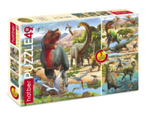 Пазл Hatber Эра динозавров 49 элементов А5 формат 190Х190мм 3 картинки в 1 коробке