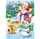 Набор для творчества Рыжий кот Мозаика из пуговиц Снежная девочка и снеговик А4