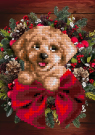 Набор для творчества LORI Алмазная мозаика детская новогодняя Счастливый щенок (неполное заполнение) 15*20
