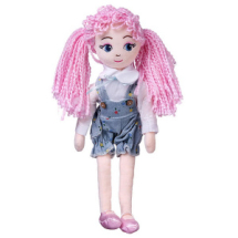 Кукла ABtoys Мягкое сердце, с розовыми волосами в шортах, мягконабивная, 35 см