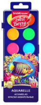 Краски акварельные ArtBerry Неон 12 цветов с УФ защитой яркости
