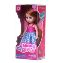 Кукла Junfa Маленькая девочка в розово-голубом с сердечками платье 17 см