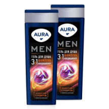 Гель для душа AURA Men 3в1 Энергия Спорта 380мл 2шт