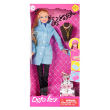 Кукла Defa Lucy Осенняя прогулка в голубом пальто 29 см