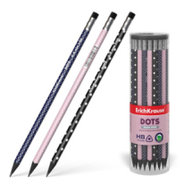 Пластиковый чернографитный трехгранный карандаш с ластиком ErichKrause Dots HB (в тубусе по 42 шт.)