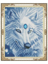 Набор для творчества Рыжий кот Алмазная мозаика Белый волк, с подрамником полное заполнение