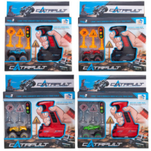 Игровой набор Junfa Машинка с пусковым устройством и игровыми предметами, 6х8,5х5см