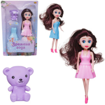 Кукла ABtoys Времена года 17 см в розовом платье с медвежонком и вторым платьем