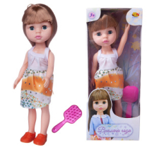 Кукла ABtoys Времена года в платье с белым верхом и бело-оранжевой юбкой, 25 см