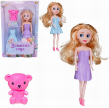 Кукла ABtoys Времена года 17 см в фиолетовом платье с медвежонком и вторым платьем