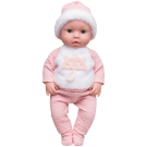 Пупс-кукла Junfa 40 см в розово-белом комбинезоне