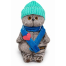 Мягкая игрушка BUDI BASA Кот Басик в шапке и шарфе с сердечком 30 см
