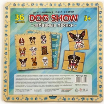 Пазл Нескучные игры DOG SHOW Забавные пёсики 36 деталей двухслойный деревянный пазл-сортер