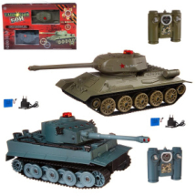 Танковый бой на радиоуправлении, в наборе: 2 танка Т-34 и "Тигр"