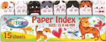 Клейкие листки-закладки CENTRUM "Кошки" бумажные 48х15 мм, 8 цветов х 15 листов