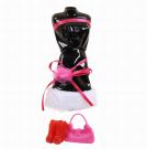 Одежда для куклы 29 см Junfa: черное платье, пара обуви, сумочка