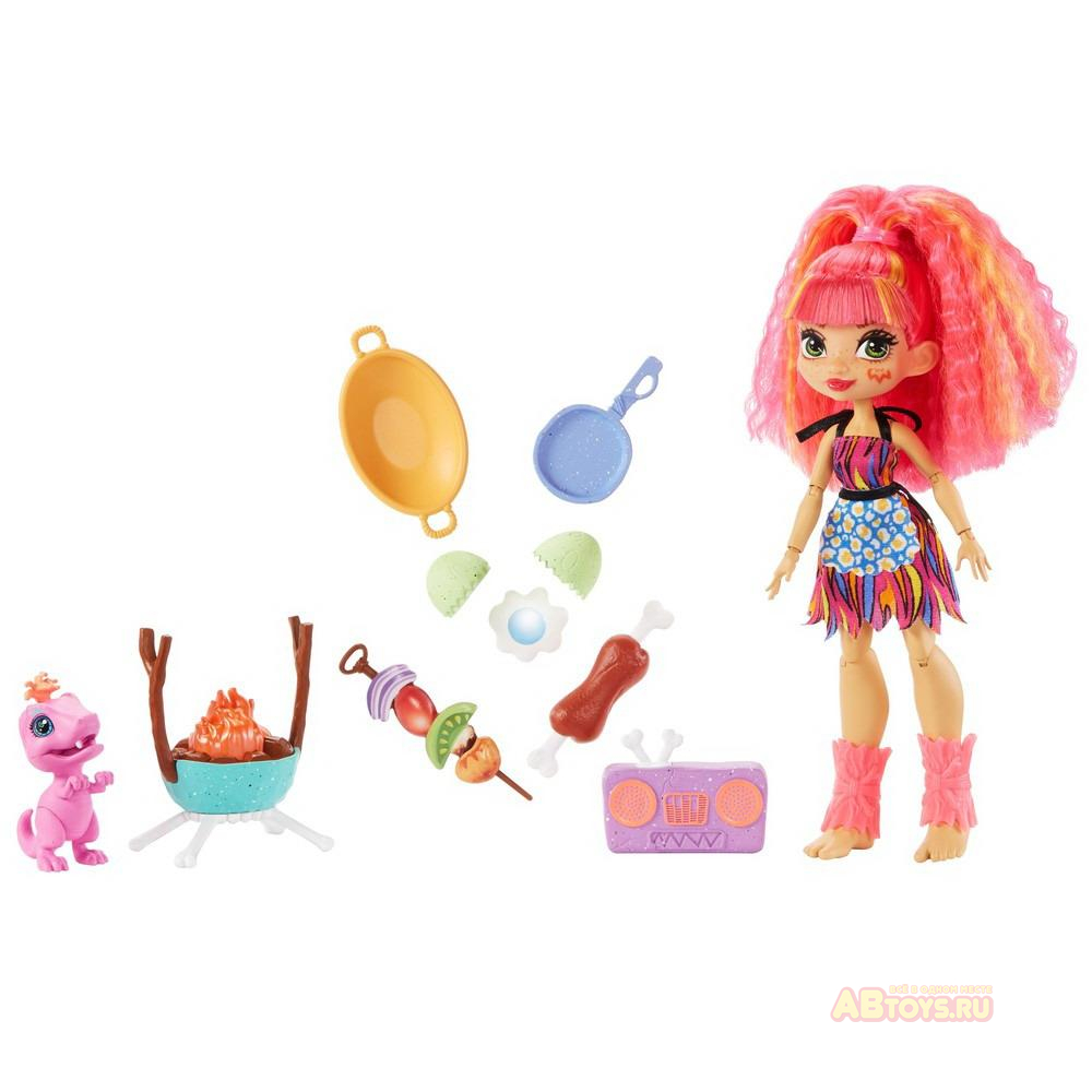 Игровой набор Mattel Cave Club с куклой Эмберли и барбекю
