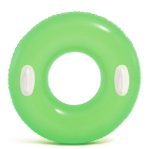 Круг надувной INTEX Hi-Gloss Tubes Неоновый зеленый c держателями от 8 лет 76 см