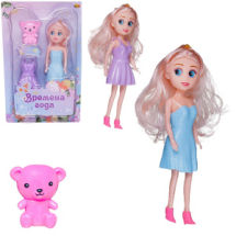 Кукла ABtoys Времена года 17 см в голубом платье с медвежонком и вторым платьем