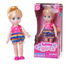 Кукла Junfa Маленькая девочка в розово-полосатом платье 17 см