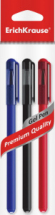 Ручка гелевая ErichKrause G-SOFT 0.38 в наборе из 3 штук (пакет, ассорти: синяя, черная, красная)
