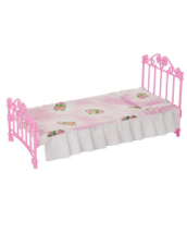 Мебель для кукол Огонек Кровать для куклы розовая с постельным бельем (в пакете п/п) 31*16*16см