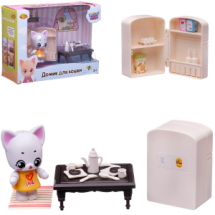 Игровой набор ABtoys Уютный дом Домик для кошки малый. Кухня (холодильник и другие игровые предметы)