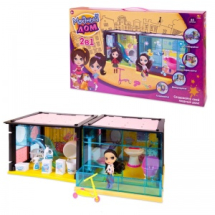 Игровой набор Abtoys В гостях у куклы "Модный дом" 2 в 1, в наборе с куклой и мебелью, 85 деталей