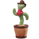 Музыкальная игрушка Junfa Танцующий кактус-повторюшка в шляпке и бандане на шее на батарейках