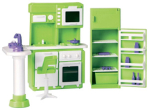 Набор мебели для кукол Огонек Кухня Конфетти зеленая