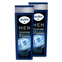 Гель для душа AURA Men 3в1 Ультра Чистота 380мл 2шт