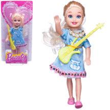 Кукла Junfa 13 см в голубом платье в голубом платье с гитарой