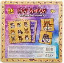 Пазл Нескучные игры CAT SHOW Забавные котики 36 деталей двухслойный деревянный пазл-сортер