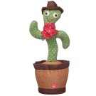 Музыкальная игрушка Junfa Танцующий кактус-повторюшка в шляпке и бандане на шее на батарейках