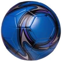 Мяч футбольный Junfa синий с черно-серебристыми волнами, 22-23 см