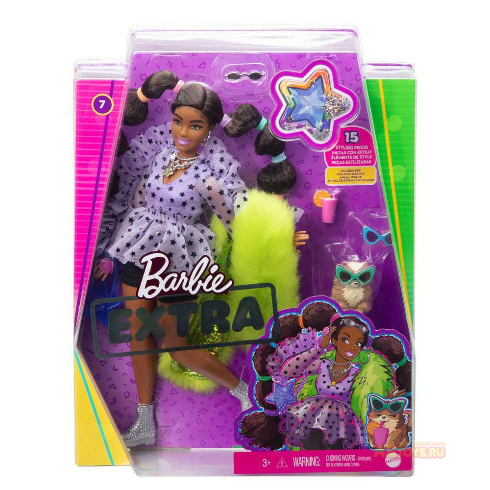 Кукла Mattel Barbie Экстра с переплетенными резинками хвостиками