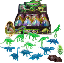 Фигурка Junfa в яйце Динозавр+скелет динозавра 8,5см светятся в темноте в дисплее, 6 видов в ассорт