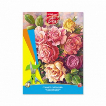 Картон цветной ArtBerry Розы, мелованный в папке А4, 10 листов,10 цветов, игрушка-набор для детского творчества