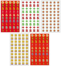 Комплект наклеек для поощрения СФЕРА ПЯТЕРКИ (10 шт: 5 видов по 2 шт в комплектке)