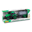 Трактор Прогресс с прицепом-цистерной инерционный зелёный в коробке