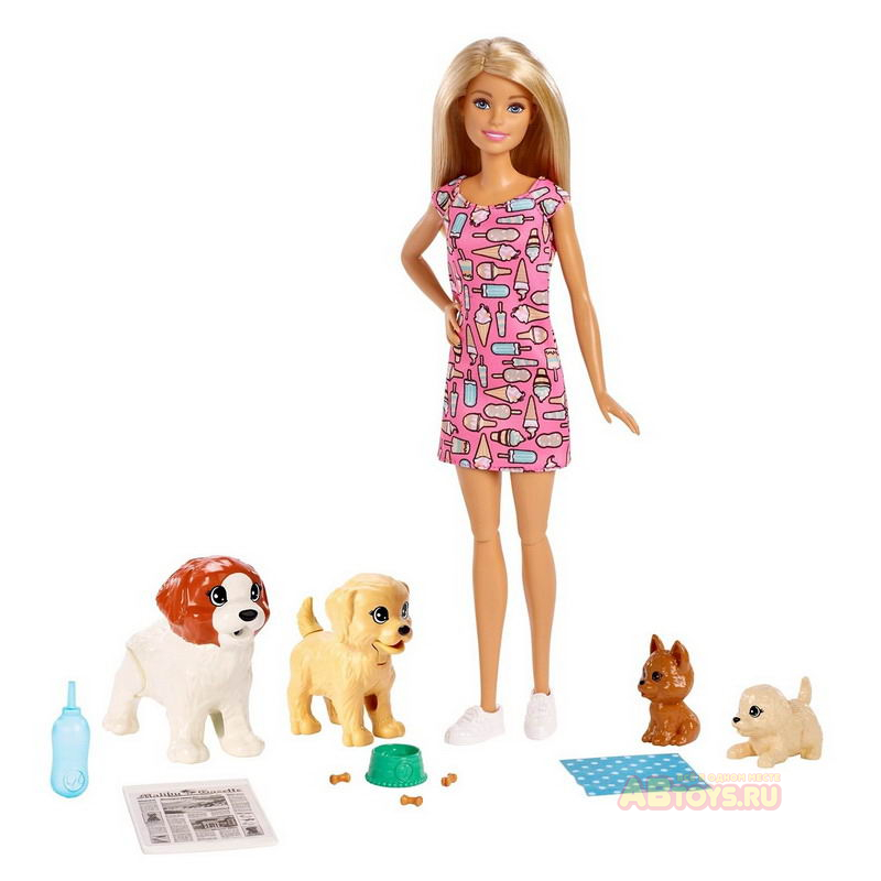 Игровой набор Mattel Barbie Кукла и щенки