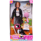 Игровой набор Кукла Defa Lucy На прогулке в черной куртке с собакой, игровые предметы, 29 см