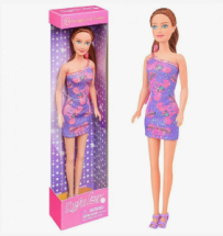 Кукла Defa Lucy Современная девушка в фиолетовом с розовым принтом платье 29см