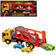 Игровой набор Abtoys Спецтехника Спецтехника Автовоз-трейлер Автовоз с 4 машинками на батарейках