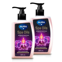 Жидкое мыло AURA Spa Oils 2в1 для рук и тела Орхидея и масло макадамии флакон/дозатор 300мл 2шт