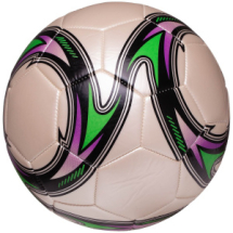 Мяч футбольный Junfa белый с черно-зелено-фиолетовыми волнами, 22-23 см