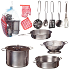 Игровой набор ABtoys Помогаю Маме Посуда металлическая для кухни, 12 предметов