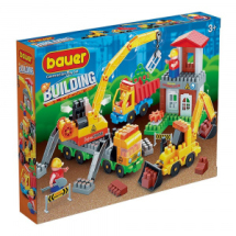 Конструктор Bauer Стройка строительная площадка с автокраном, грузовиком и трактором